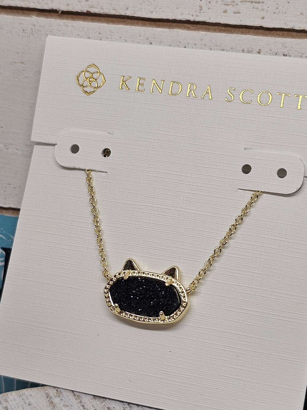 Kendra Scott Elisa Black Druzy Cat Necklace